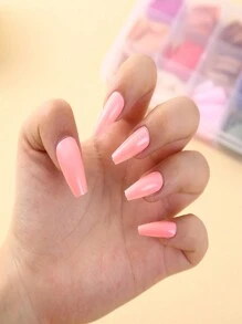 576 piezas de uñas postizas de ballet, uñas acrílicas falsas de unicolor de cobertura completa, diseño femenino simple, fácil de usar, opción ideal de manicura para mujeres, suministros de uñas