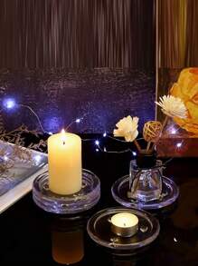 1 szt. Przezroczysty szklany świecznik, okrągła taca do serwowania, świecznik na świece filarowe, kreatywna dekoracja domu na wesela, impreza, aromaterapia, najlepsze prezenty, dekoracja Rama