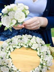 8 Bundles Silk Artificial Peonies Flowers Faux Peony Bouquet Fake Peonies Artificial Flowers Bouquets For Vase Floral Arrangements Wedding Home Table Decoration (White,Pink) - 8 Bunches White - 查看 5
