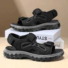 夏季新款男士柔软舒适凉鞋运动鞋多功能室内/户外防滑防水软底拖鞋 - 黑色 - 查看 3