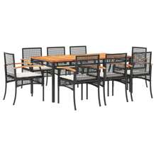 9 Piece Outdoor Wicker Dining Set With Cushions Stylish Black Rattan Furniture For Patio Garden Backyard - Black - View 2