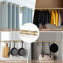 Curtain Rod, With A Diameter Of 1 Inch, Features A Seamless Splicing Design And Is Equipped With Aluminum Alloy End Caps For Window Decoration. It Is A Versatile Modern Fixed Heavy-Duty Curtain Rod Suitable For Various Curtains With Metal Rings, Hooks, Rod Pockets, Or Grommets. - Gold - View 5