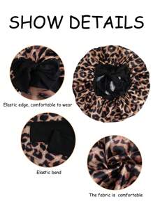 1pc Satin Bow Tie Sleeping Cap, Solid Color Elastic, Lightweight & Breathable, Suitable For Women & Girls, Black - Yellow - View 9