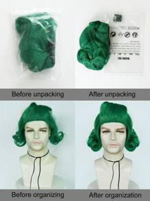 Heat-Resistant Long Wavy Green Cosplay Wig For Autumn Festival, St.Patrick's Day Wig, Carnivals & Comic Conventions - Rose Net Cap