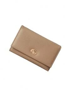New Women's Medium-Long Wallet, Luxury Leather Wallet Card Holder With Metal Buckle Flip Cover Coin Purse Handbag