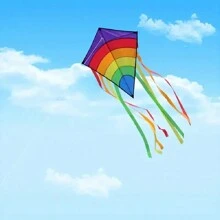 1 pieza Cometa en forma de rombo de color arcoíris, perfecta para playas, parques y entretenimiento al aire libre - Multicolor - Ver 2