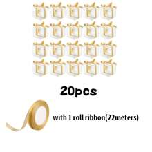 3/20/50 piezas Cajas mini transparentes para regalos de 2 x 2 x 2 pulgadas con cintas, cajas cúbicas transparentes extra pequeñas para dulces, cajas mini para regalos de boda, fiesta de Navidad, baby shower, cumpleaños
