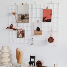 1pc Wall-Mounted Wire Grid Panel Organizer Hanging Display And Wall Storage Organizer Multiple-Purpose Storage Mesh Shelf Rack Holder Organizer Wire Notice Board Hanging Home Office & Kitchen Decor Photo Board Room Decor