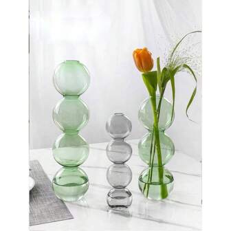 1pc Nordic Style Bubble Glass Vase, Transparent Hydroponics Flower Pot, Living Room & Dining Table Decor Home Decor Room Decor Flower Vase