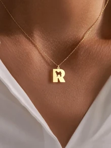 Classic Dog Shaped Customized A-Z Letter Pendant Necklace Stainless Steel Personalized Letters Choker Jewelry Suitable For Unique Gifts For Dog Enthusiasts