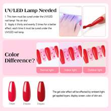 peacecolor 21 件凝胶指甲油套装带 USB UV 指甲灯聚合物延长凝胶绿色指甲粉色指甲霓虹指甲 7ML 底漆和面漆美甲防滑解决方案带指甲贴纸适用于女士和女孩 DIY 美甲沙龙套装 - 彩色 - 查看 8