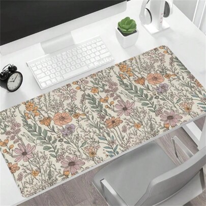 Alfombrilla de escritorio con diseño floral, alfombrilla de ratón estética, accesorios de escritorio de oficina con borde cosido, alfombrilla de ratón XL antideslizante con base de goma, alfombrilla de teclado de 35,4 x 15,7 pulgadas, alfombrilla de escritorio para deportes electrónicos para oficina y hogar. (Los diferentes lotes pueden resultar en variaciones de color).