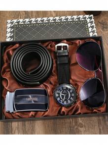 Fashionable And Personalized Men\ Gift Set: Glasses And Belt, A Gift For Dad Gift Sets Gift For Men - Black - View 1