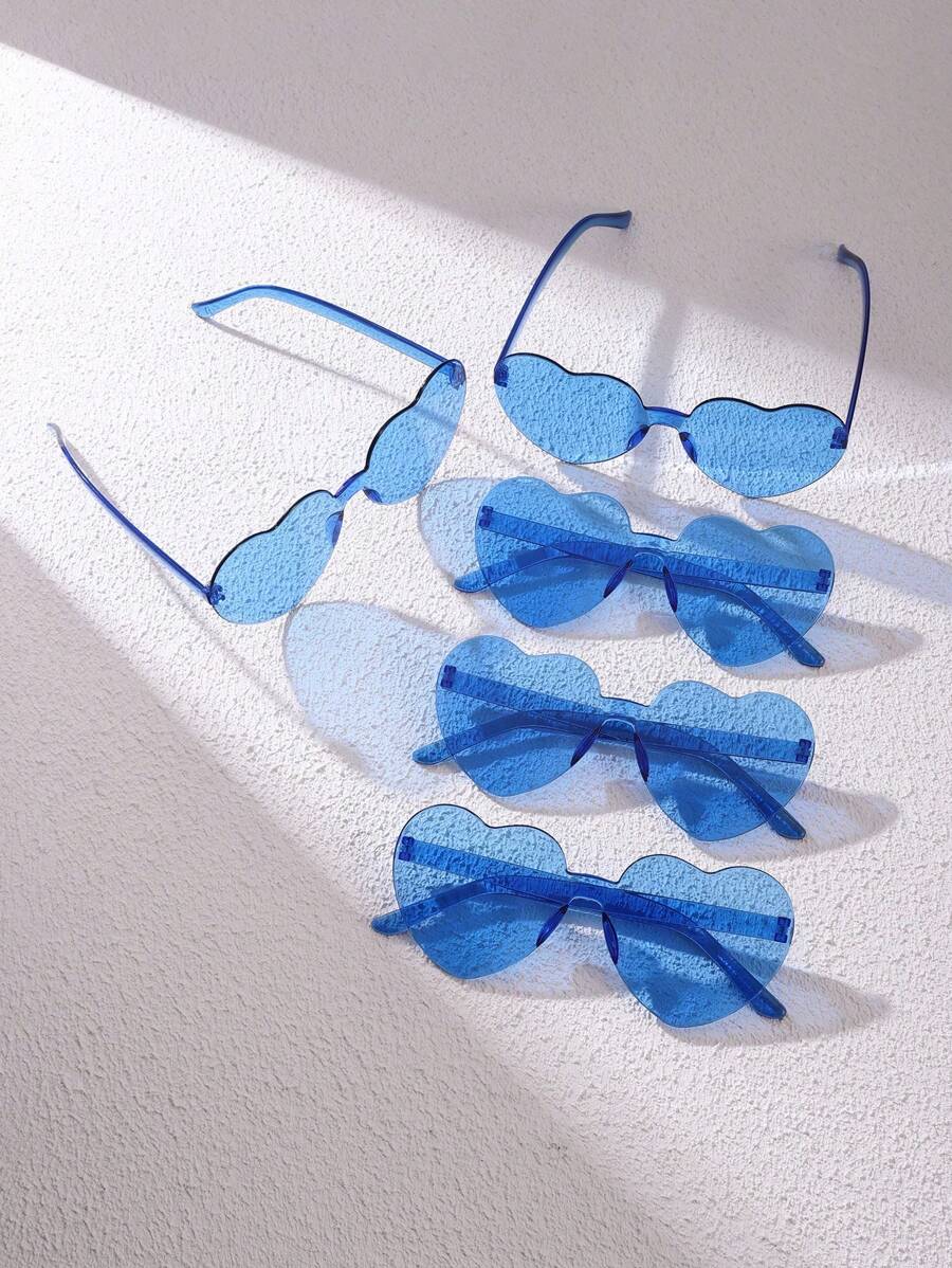 5pcs/Set Women's Heart Shaped Fashion Fashion Glasses, Casual, Elegant, Made Of PC (Polycarbonate), Suitable For Beach, Holiday And Daily Life, Multi-Color For Summer Beach Vacation,Outdoor,Travel