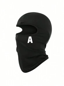 1 件装 A-Z 字母印花儿童户外防紫外线面罩，透气拉法帽头盔内衬，适合青少年 - 黑色 - 查看 5