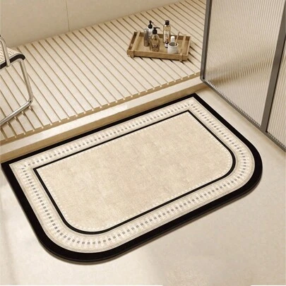1件浴室地垫，入口地毯，硅胶吸水垫，速干，柔软，防滑洗手间地垫，家居装饰