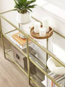 VASAGLE ULGT024A01 51.5 Inch Console Sofa Table With 3 Shelves, Entryway Table With Tempered Glass Shelf, Gold - Gold - View 5
