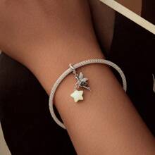 bamoer 1 mặt dây chuyền hình đom đóm và ngôi sao phát sáng trong bóng tối bằng bạc Sterling 925, hạt phát sáng hình mai rùa, thích hợp để làm vòng tay, quà tặng trang sức tự làm. - Bạc - Xem 6