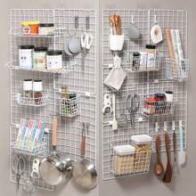 1pc Wall-Mounted Wire Grid Panel Organizer Hanging Display And Wall Storage Organizer Multiple-Purpose Storage Mesh Shelf Rack Holder Organizer Wire Notice Board Hanging Home Office & Kitchen Decor Photo Board Room Decor