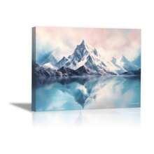 Winter Lake Canvas Wall Art, Mountain Snow Scene Art, Mountain Scenery Art, Snow Mountain Scenery Art, Modern Simple Canvas Wall Art For Living Room, Bathroom, Bedroom, Office, Hallway Home Wall Decoration Frame
