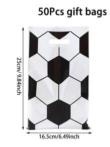 10/25/50 piezas Bolsas de regalo con tema de fútbol, bolsas, bolsas con patrones en blanco y negro con tema de fútbol para envoltura de regalos de fiesta de cumpleaños, baby shower, regalos de fans, suministros para fiestas