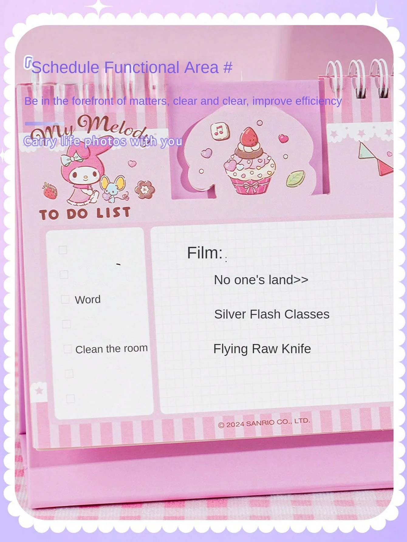 Sanrio Kuromi 2025 Desk Calendar With Monthly Planning Grid & Double