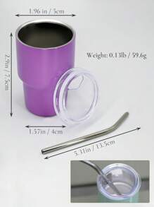 1 pieza/Set de 6 Vasos chupito de 3oz con pajita y tapa, set de 6 vasos chupito de acero inoxidable de colores mixtos en blanco para sublimación de 3oz para bodas, cumpleaños, despedidas de soltero y obsequios