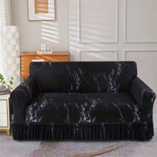 Christmas [US Local Warehouse] 1pc High-End Elegant Minimalist Marble Texture Sofa Cover, Luxurious Refined Living, Fashionable Graceful, Refresh Home Decor, Protect Furniture, Stretchy Fabric & Ruffled Skirt Design, Suitable For Home, Hotel, Meeting Room, Apartment, Party, Restaurant, Cafe, All Seasons [US Local Warehouse, Fast Delivery]Home Decor Gift For New Year