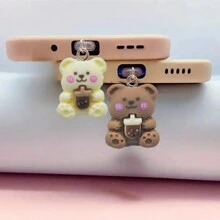 2pcs Resin Carton Rice White Coffee Bear Dust Plug For Charging Port, Compatible With Apple/Type-C Ports, Phone Dust Plug Suits For All Phones - Multicolor - View 16