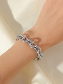 1pc Stainless Steel Oversized Chain Link Bracelet, Minimalist Design, Great For Daily Wear And As Gift