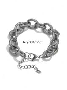 1pc Stainless Steel Oversized Chain Link Bracelet, Minimalist Design, Great For Daily Wear And As Gift