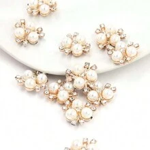 20pcs 3-Pearl Flower Center Gold Plated Shiny 3-Pearl Flower Center Clothing Accessories, Vintage-Style Hair Accessories - Multicolor - View 4