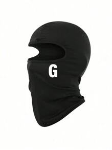 1 件装 A-Z 字母印花儿童户外防紫外线面罩，透气拉法帽头盔内衬，适合青少年 - 黑色 - 查看 50