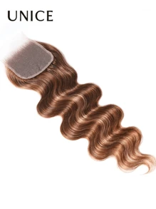 UNice Hair Honey Blonde Highlighted Body Wave 4x4 Free Part Lace Closure 100% Remy Human Hair Closure For Women TL412 Color - S4/27 - View 5