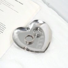 1个心形金属托盘，桌面杂物收纳架，珠宝首饰收纳托盘，卧室梳妆台托盘，浴室台面收纳架，客厅玄关钥匙架，香水口红展示托盘，女士返校季礼物 - 彩色 - 查看 9