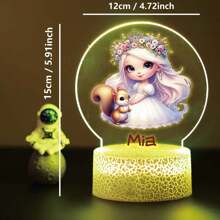 1pc Custom Personalized Table Lamp Night Light Customized Cartoon Princesses And Animals 3D Night Light Toy Acrylic Night Lights Gift For Home Room Decoration Night Light Usb Powered & Battery Operated Optical Illusion Table Lamp With Remote Control Perfect Gift Send To Girls For Valentine's Day, Easter, Christmas Unique Room Decor, Fun And Adorable Nightlight Gifts Birthday Graduation Home Decor Back To School School Supplies,Christmas Gift Supplies
