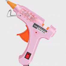 迷你热胶枪，20W 电动胶枪，硅胶枪，胶水，美式插头型号，快速加热，适用于 7mm 胶棒，多功能工业高温胶水工具，迷你胶枪套件，胶枪套装组合，适用于儿童学校工艺品和快速家居维修，适用于 7mm 胶水胶棒，粉色热胶枪组合