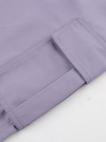 1 pieza Pantalones de carga con cordón en la cintura, bolsillos, pierna recta, estilo casual para niñas y adolescentes, adecuados para ejercicio al aire libre, primavera/otoño