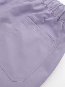 1 pieza Pantalones de carga con cordón en la cintura, bolsillos, pierna recta, estilo casual para niñas y adolescentes, adecuados para ejercicio al aire libre, primavera/otoño