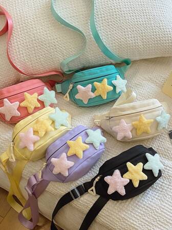 Cute Star Charm Waist Pack, Kids Casual Crossbody Bag, Mini Chest Bag