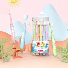 Set de 10 cepillos de dientes para niños con diseño de letras adorables, cerdas suaves, limpieza efectiva, promueven el desarrollo dental saludable, paquete familiar, excelente regalo para niños en Halloween y Navidad - Multicolor - Ver 2