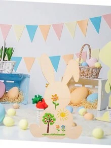 6 件兔子形状木片涂鸦木片木片复活节未完成木材复活节兔子切口未涂漆复活节切口木盘用于工艺兔子木切口蓝色 - 彩色 - 查看 11