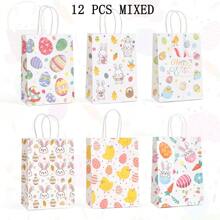 Happy Easter Paper Gift Bags Colorful Easter Egg Bunny Rabbit Chick Party Favor Bags With Handles Bags For Spring Birthday Supplies Easter Easter Decorations Easter Decor Easter Gifts Easter Bags