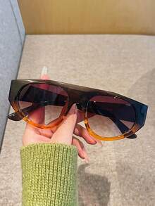 1 par de gafas de mujer con marco de PC con forma de escudo de color degradado, de moda, aptos para uso diario - Multicolor - Ver 1