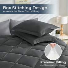 JOLLYVOGUE 7 Pieces California King Comforter Set, All Season Oversized King Bed In A Bag, Down Alternative Bedding Sets With Cali Comforter, Flat Sheet, Fitted Sheet, Pillowcases & Pillow Shams, Dark Grey