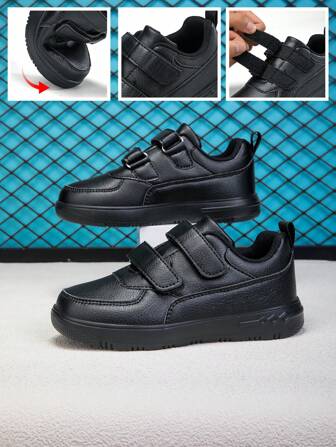 1 Pair Kids Casual PU Leather Sneakers, Fashionable Versatile Strap Sports Shoes For Older Toddlers & Youth