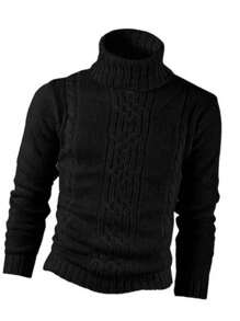 Cacharrel Men's Ribbed Wool Knit Sweater Coat Ref: 818 - 黑色 - 查看 2