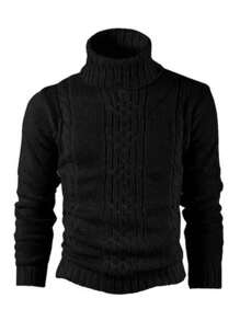 Cacharrel Men's Ribbed Wool Knit Sweater Coat Ref: 818 - 黑色 - 查看 1