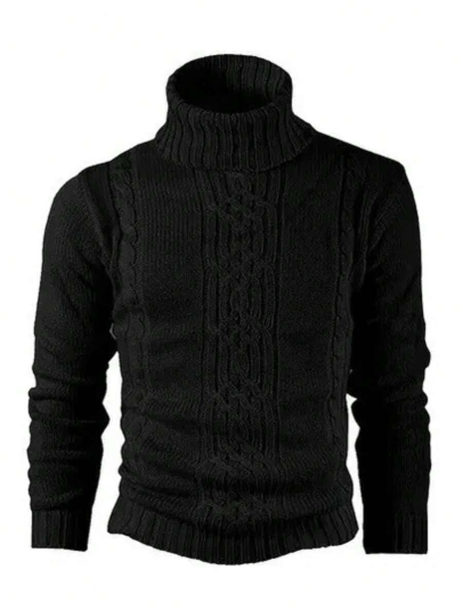 Cacharrel Men's Ribbed Wool Knit Sweater Coat Ref: 818 - 黑色 - 查看 1