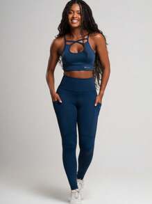 Women Sports Leggings - 藏蓝色 - 查看 4